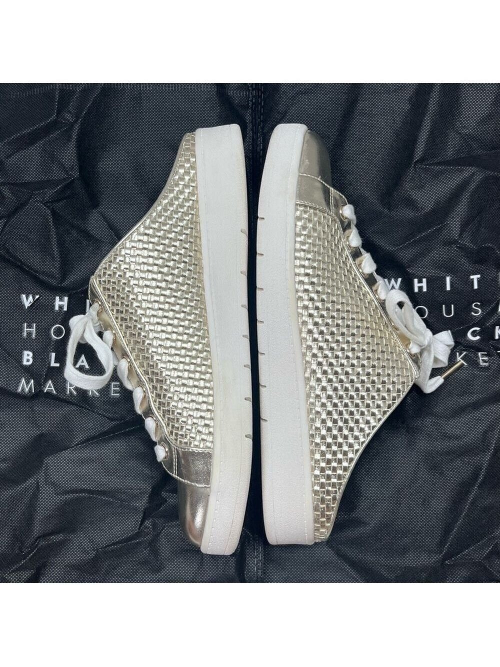 White House Black Market Gold Metallic Mule Sneakers Size 8 - Picture 5 of 11